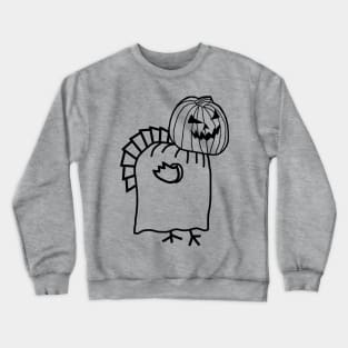 Thanksgiving Turkey Wearing Halloween Costume Line Drawing Crewneck Sweatshirt